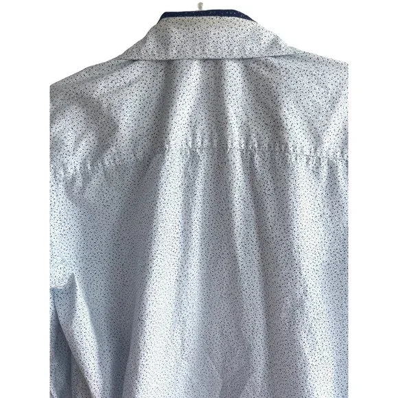 Tailorbyrd Men's Button- Down Long Sleeve White Blue Speckles Dress Shirt Size L - Picture 7 of 7